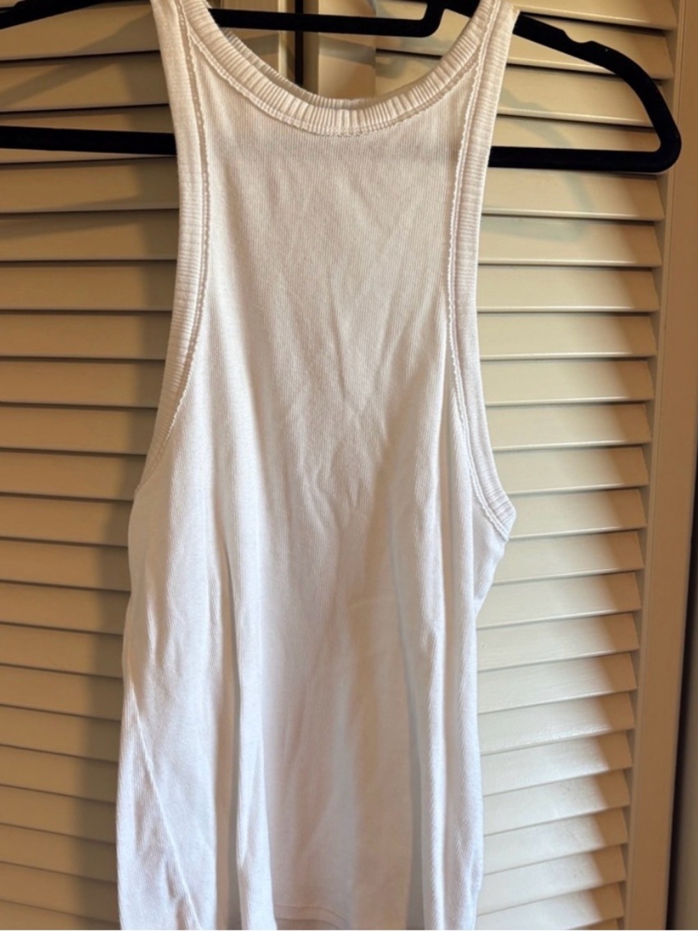 Free People White Ribbed Racerback Tank